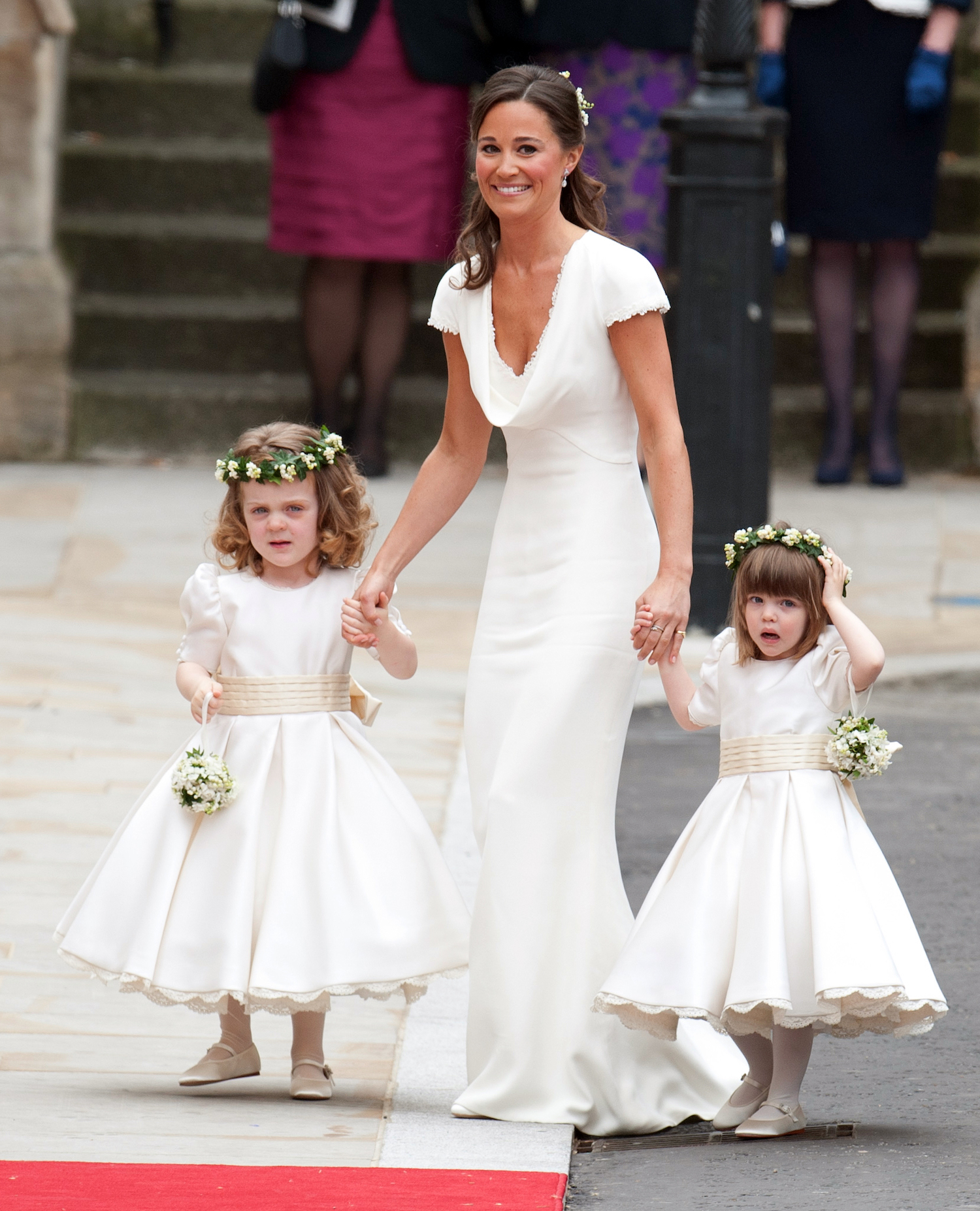 Bridesmaid Pippa with flower girls
