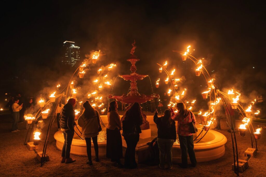 the fire gardens at illuminate adelaide