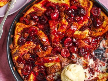 black forest bread and butter pudding