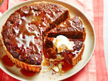 Date and Chocolate Tart with Butterscotch Sauce