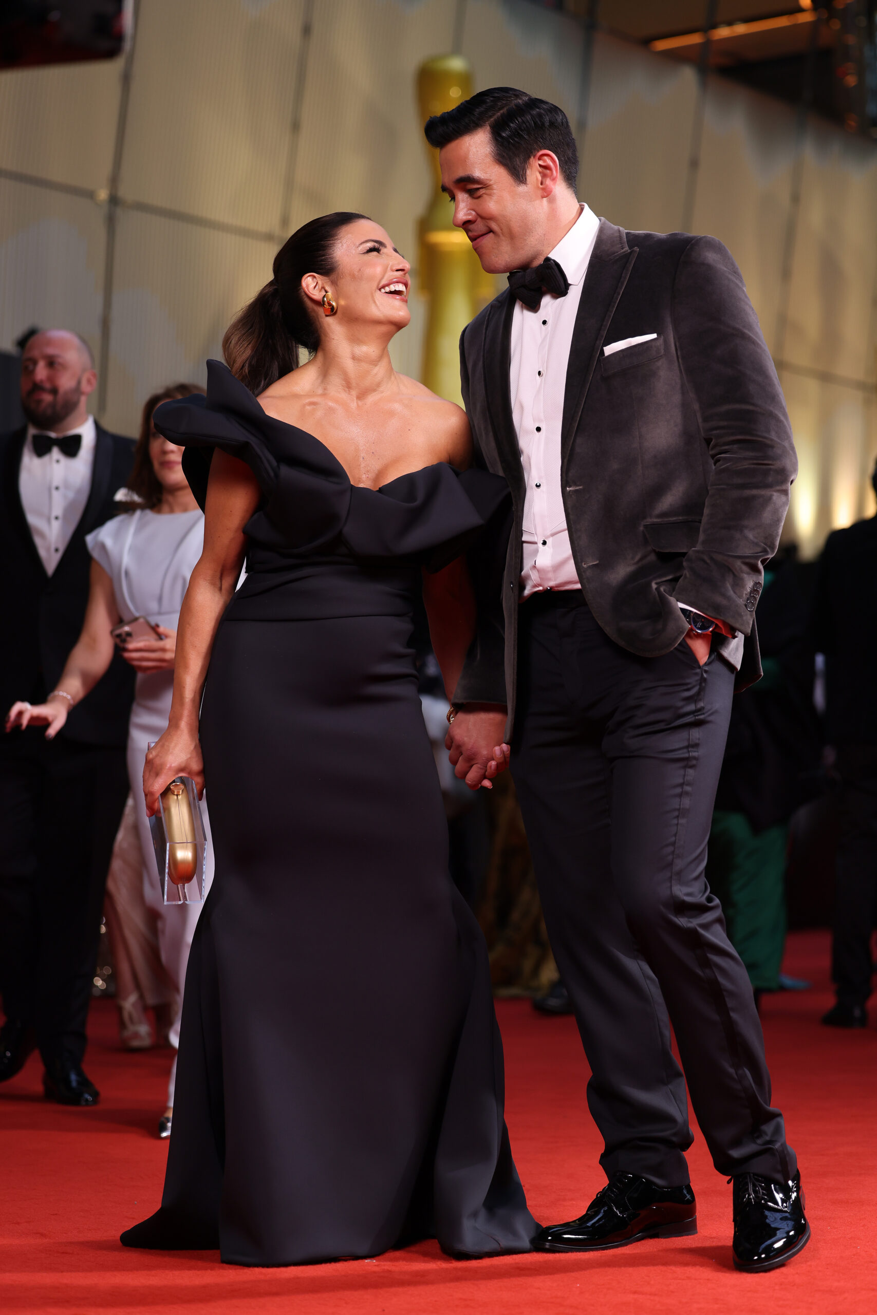 ada nicodemou and james stewart logies red carpet